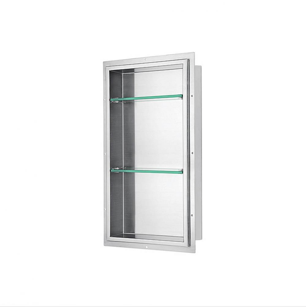 Dawn® Stainless Steel Finished Shower Niche with Two Glass Shelves