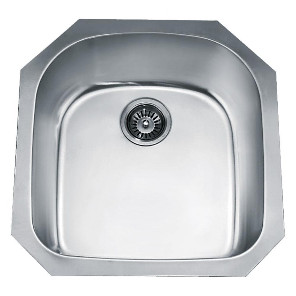 Undermount Single Bowl, 18G: 20-1/2''L x 21-1/4''W x 8''D (outside)