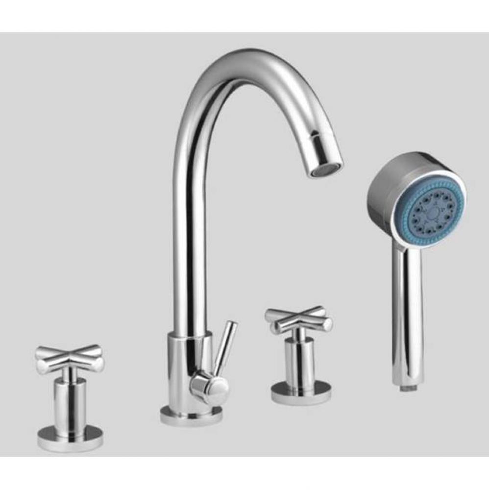 Dawn® 4-hole Tub Filler with Personal Handshower and Cross Handles