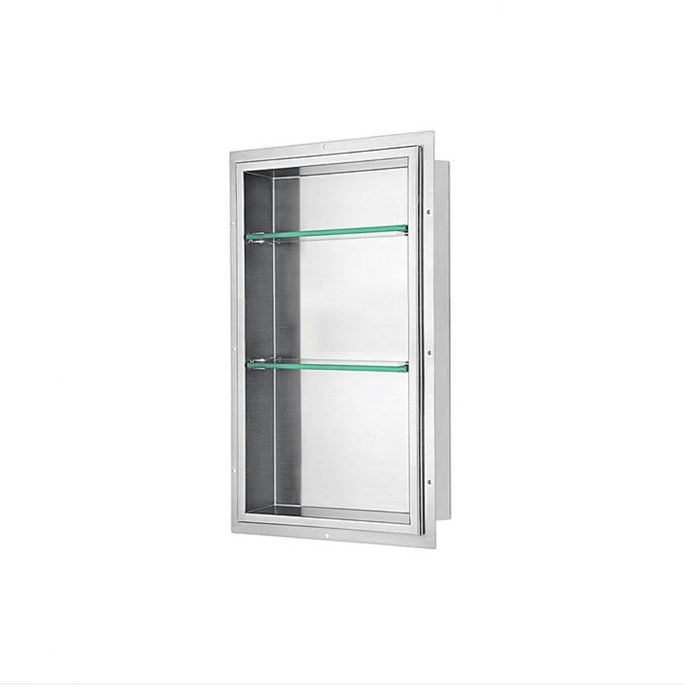 Dawn® Stainless Steel Finished Shower Niche with Two Glass Shelves