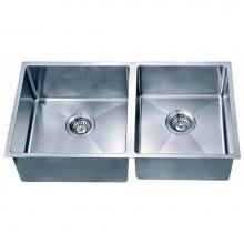 Dawn SRU301616R-N - Undermount Small Radius Double Bowl (Small Bowl on Right), 18G: 31-7/8''L x 17-3/16&apos