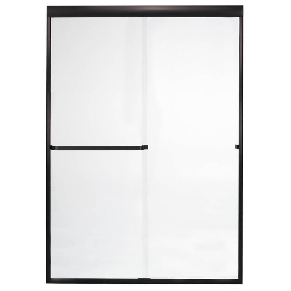 Frameless Bypass Door with Clear Glass, 60'', Oil Rub Bronze