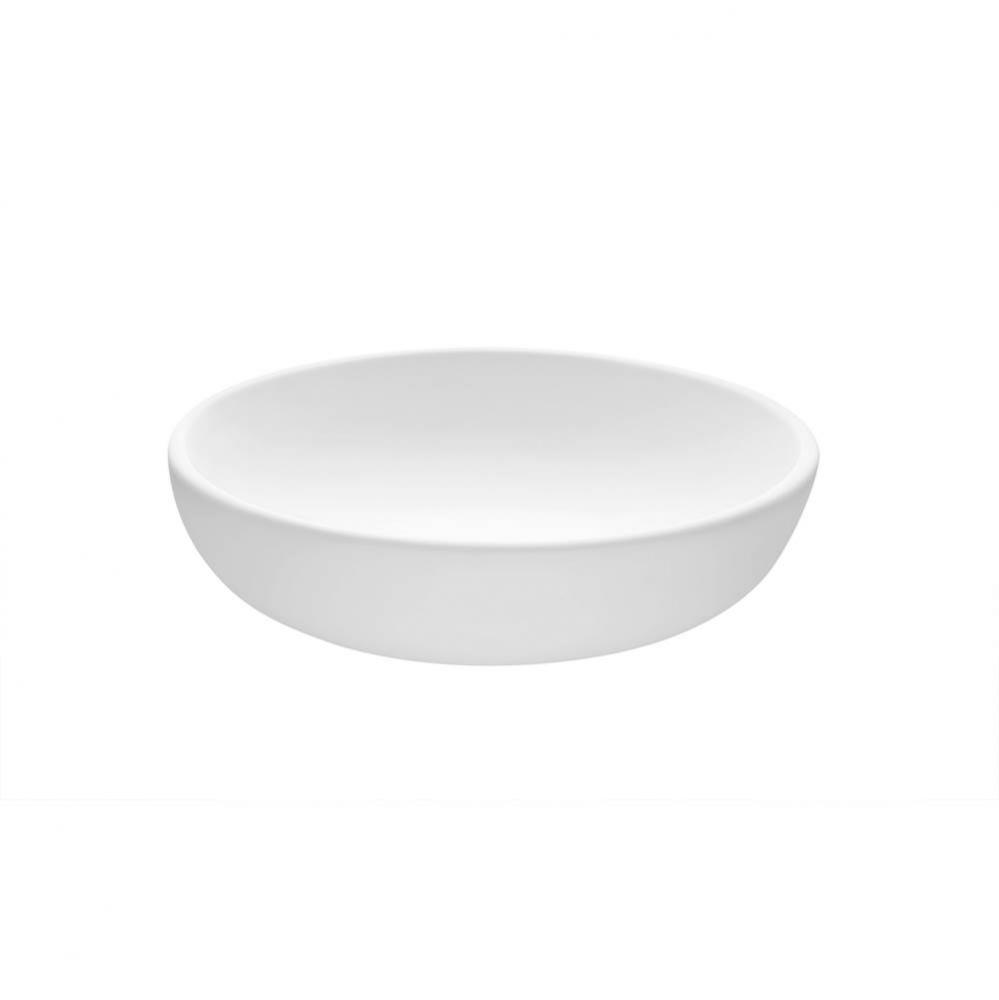 LUNA 1 SCULPTURESTONE VESSEL FLAT RIM - GLOSS WHITE (13.75)