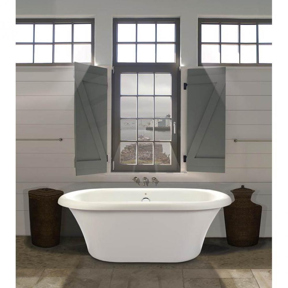 66X35 Bone Freestanding Air Bath With Pedestal Melinda 4