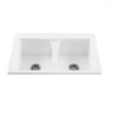 MTI Baths MBKS30-BI - 33X22 BISCUIT DOUBLE BOWL BASICS SINK-ENDURANCE