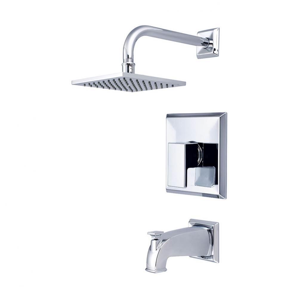 Tub and Shower Trim Set-Mod Lever Handle Combo Diverter Spout 6'' Square Rain Shower 1.5