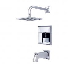 Pioneer T-4MO100-E1.5 - Tub and Shower Trim Set-Mod Lever Handle Combo Diverter Spout 6'' Square Rain Shower 1.5