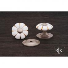 RK International CK 322 P - Flowery Porcelain Knob With Tip and Lines