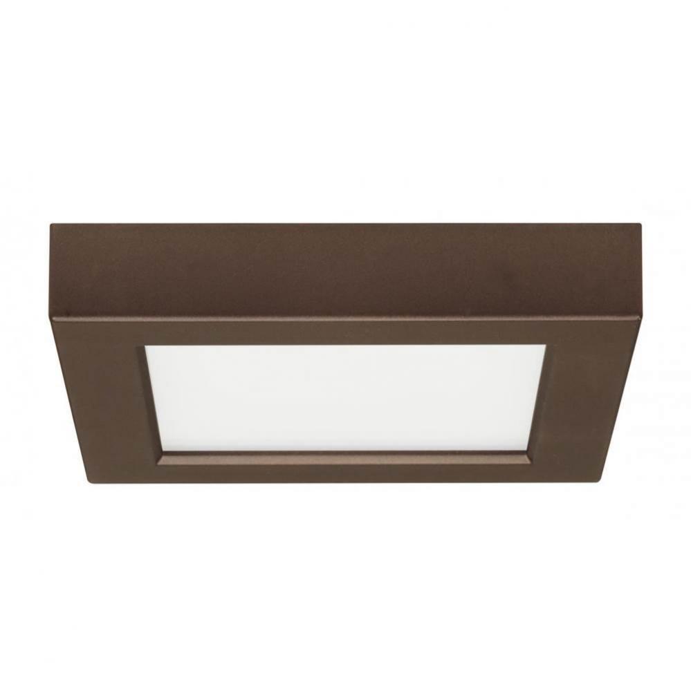 10.5 W 5.5'' Flush Mount LED Fixture, 2700K, Square Shape, Bronze Finish, 120 V