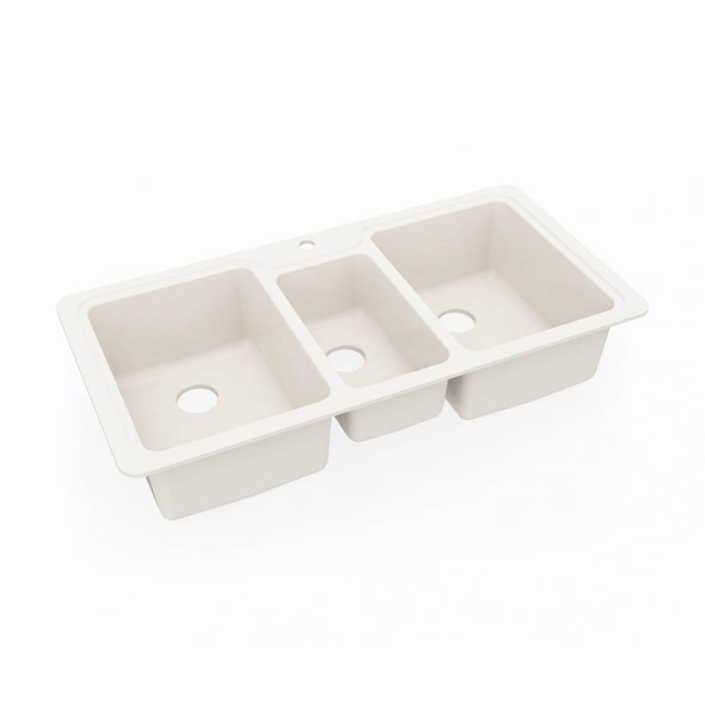 KSTB-4422 22 x 44 Swanstone® Dual Mount Triple Bowl Sink in Bisque