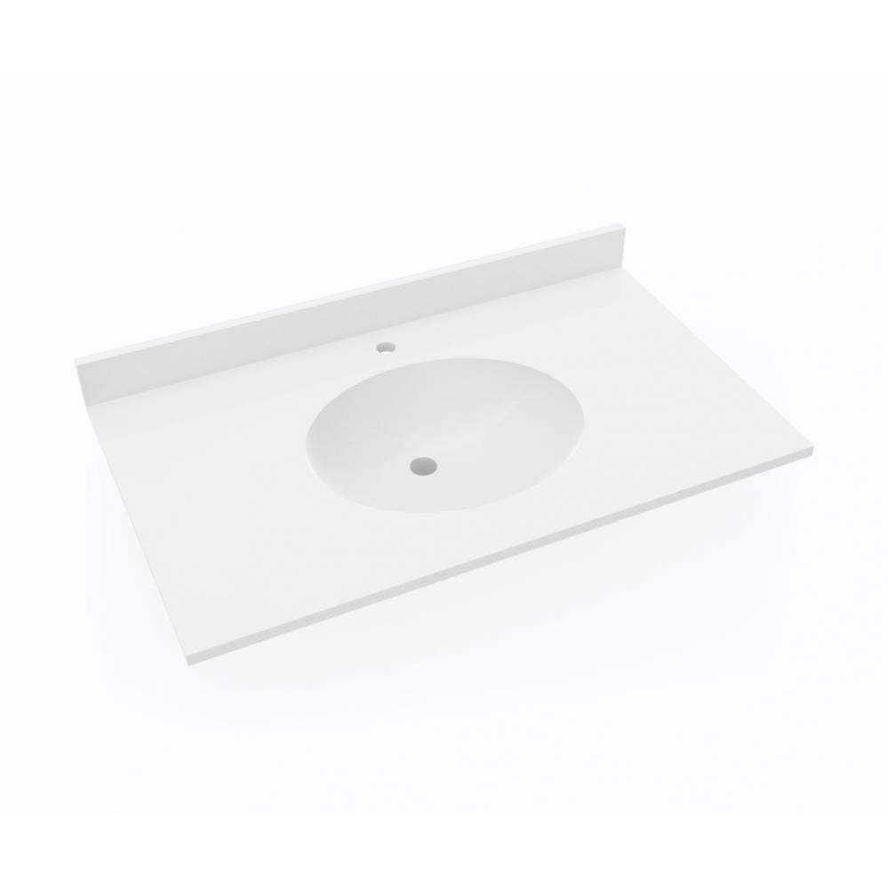 VT1B1937 Ellipse 19 x 37 Single Bowl Vanity Top in White