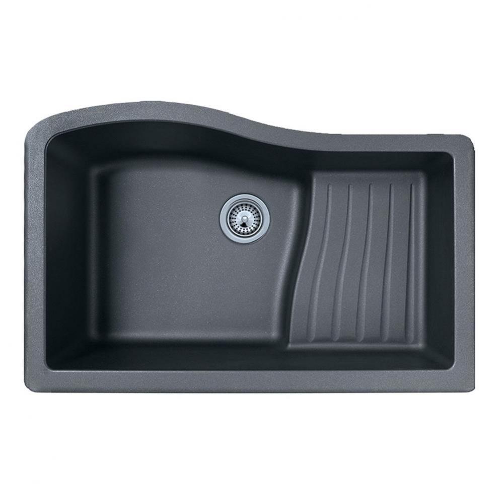 QUAD-3322 22 x 33 Granite Undermount Ascend Bowl Sink in Nero