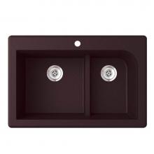 Swan QZ03322LD.170 - QZLD-3322 22 x 33 Granite Drop in Double Bowl Sink in Espresso