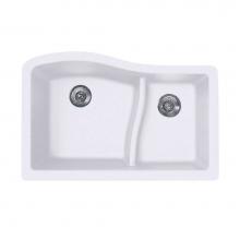 Swan QU03322LS.210 - QULS-3322 22 x 33 Granite Undermount Double Bowl Sink in Opal White