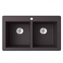 Swan QZ03322SQ.077 - QZSQ-3322 22 x 33 Granite Drop in Double Bowl Sink in Nero