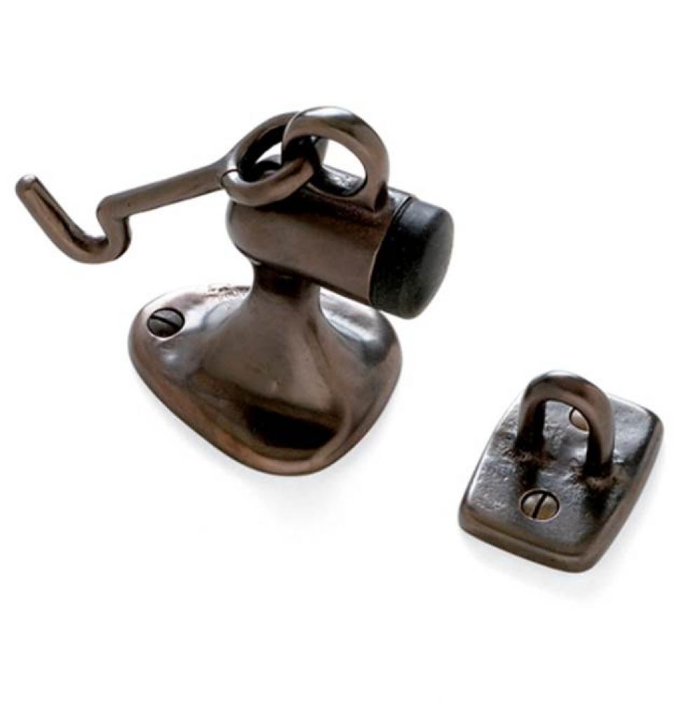 3 3/4'' Floor mount door stop w/hook and eye.