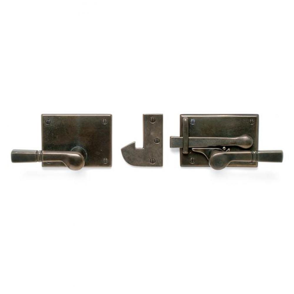 Interior gate latch w/lever & strike. 5'' x 3 3/8'' (int)