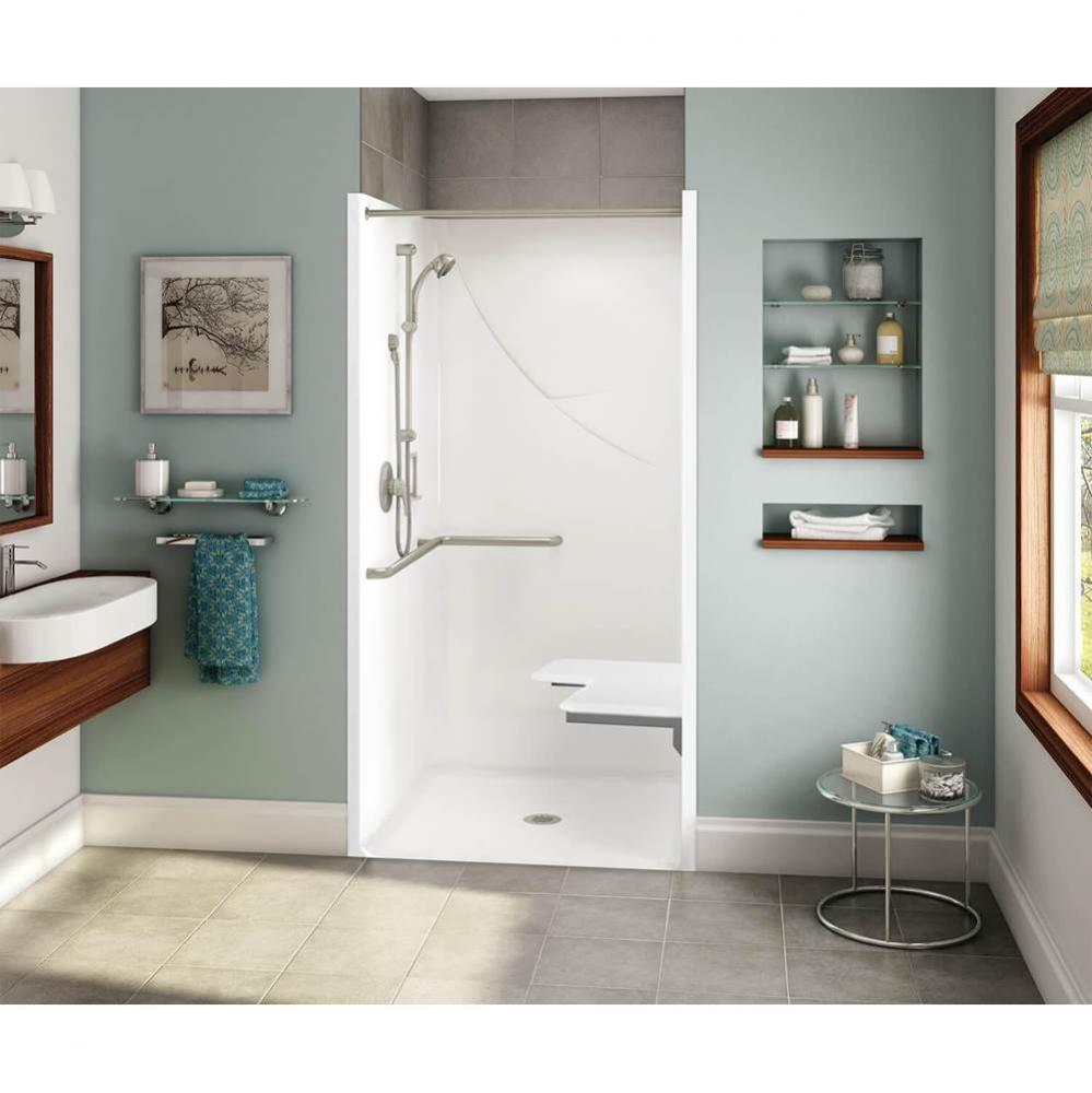 OPS-3636 RRF AcrylX Alcove Center Drain One-Piece Shower in Bone - ADA Compliant