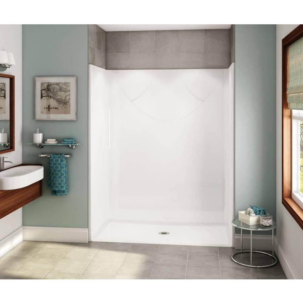 OPS-6030 AcrylX Alcove Center Drain One-Piece Shower in White - Base Model