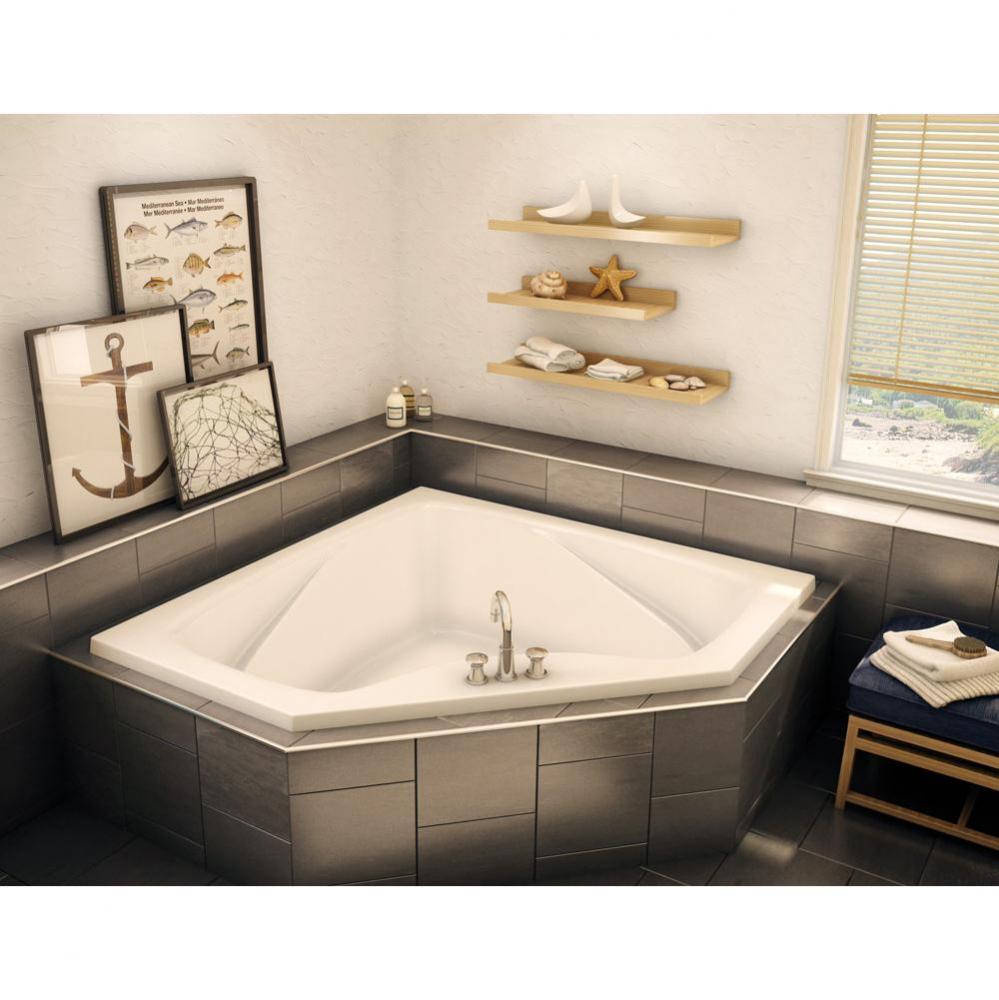 CT2-6060 59 in. x 59 in. Corner Corner Bathtub with Center Drain in Bone