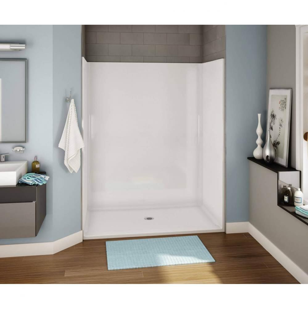 OPS-6034G AcrylX Alcove Center Drain One-Piece Shower in White