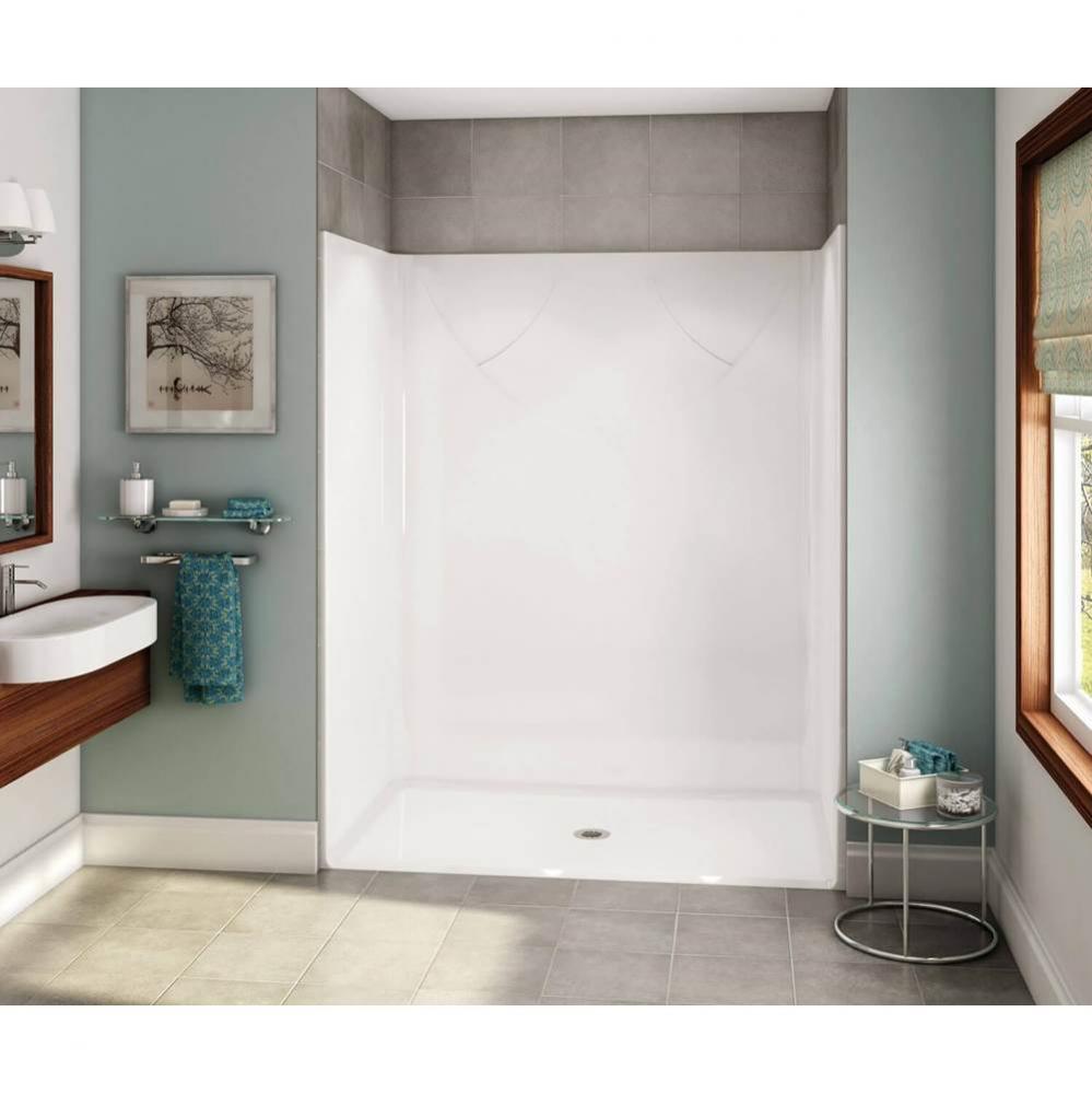 OPS-6036 AcrylX Alcove Center Drain One-Piece Shower in White - Base Model