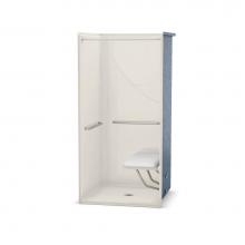 Aker 141366-R-000-007 - OPS-3636 AcrylX Alcove Center Drain One-Piece Shower in Biscuit - with MASS grab bar and seat