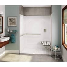 Aker 141339-000-002-115 - OPS-6036-RS AcrylX Alcove Center Drain One-Piece Shower in White - ADA Grab Bar and Seat