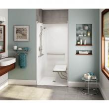 Aker 141367-000-002-132 - OPS-3636-RS AcrylX Alcove Center Drain One-Piece Shower in White - with MASS grab bar and seat