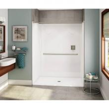 Aker 141380-000-002-127 - OPS-6036 AcrylX Alcove Center Drain One-Piece Shower in White - MASS Grab Bar