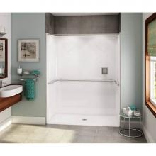 Aker 141289-000-002-102 - OPS-6030 AcrylX Alcove Center Drain One-Piece Shower in White - ADA U-Bar