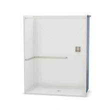 Aker 141288-L-000-004 - OPS-6030 AcrylX Alcove Center Drain One-Piece Shower in Bone - ADA L-Bar