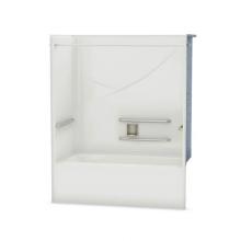 Aker 141310-R-000-004 - OPTS-6032 AcrylX Alcove Right-Hand Drain One-Piece Tub Shower in Bone - ADA Grab Bars