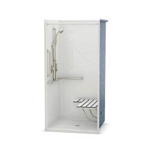 Aker 141327-L-000-004 - OPS-3636-RS AcrylX Alcove Center Drain One-Piece Shower in Bone - Complete Accessibility Package w