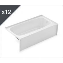 Aker 141363-L-002-007 - TO-2954 - Job pack of 12 Alcove Bathtubs with Left Drain in Biscuit