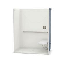 Aker 141369-000-007 - OPS-6036-RS with MASS Grab Bar and Seat 60 in. x 36 in. x 76.625 in. 1-piece Alcove Shower with