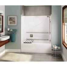 Aker 141370-000-002-212 - OPTS-6032 AcrylX Alcove Left-Hand Drain One-Piece Tub Shower in White - MASS Grab Bars and Seat