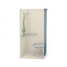 Aker 141326-R-000-004 - OPS-3636-RS AcrylX Alcove Center Drain One-Piece Shower in Bone - Complete Accessibility Package