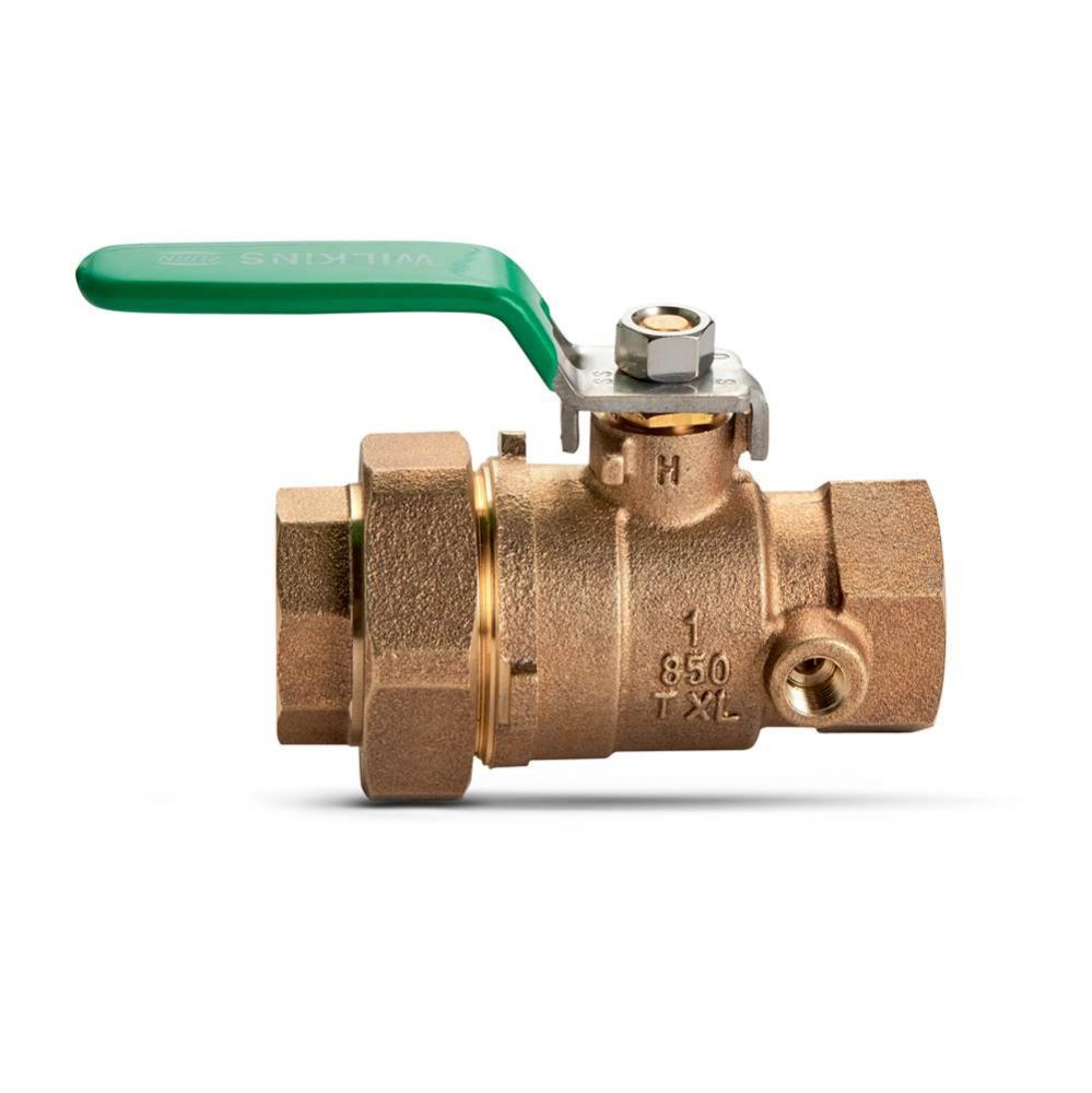 1'' 850XL Full Port Bronze Ball Valve, tapped, with single union body