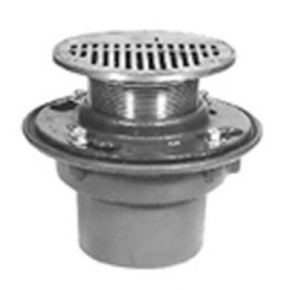 Cast Iron Floor Drain w/ Trap Primer-Less Adjustable Top Assy