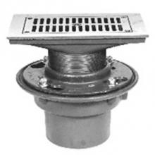 Zurn Industries ZN415-4NL-21J - CI Floor Drain w/ 21'' Adj Pol Nickel Strainer w/ HP Slotted Opening Grate