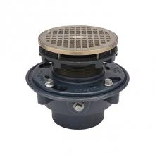 Zurn Industries ZN415-3NL-5BZ-P - CI Floor Drain, 3'' Neo-Loc Outlet, 5'' Rd Pol Ni Leveling Strnr w/ Sq Opening