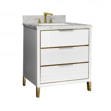 Icera V-5030.074 - Muse Vanity Cabinet 30-in, Navy Blue with Satin Brass