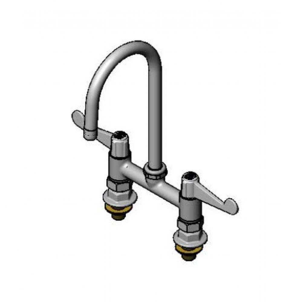 equip 6'' Deck Mount Faucet, 5-1/2'' Swivel Gooseneck, 4'' Wrist Han