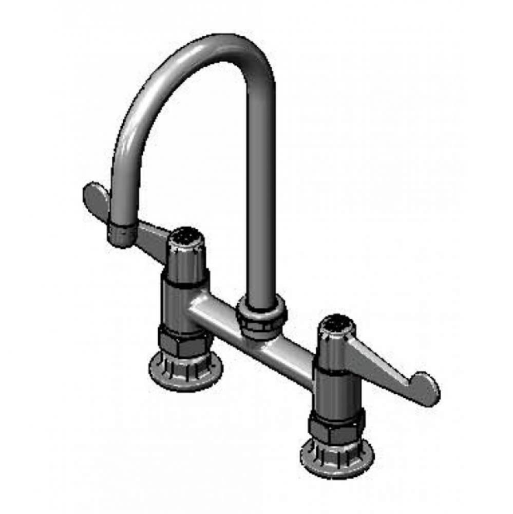 equip 6'' Deck Mount Faucet, 5-1/2'' Swivel Gooseneck, 4'' Wrist-Act