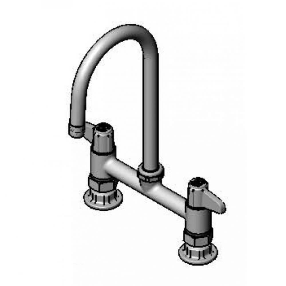 equip 7'' Deck Mount Faucet, Lever Handles, 5 1/2'' Swivel GN & 1/2'&