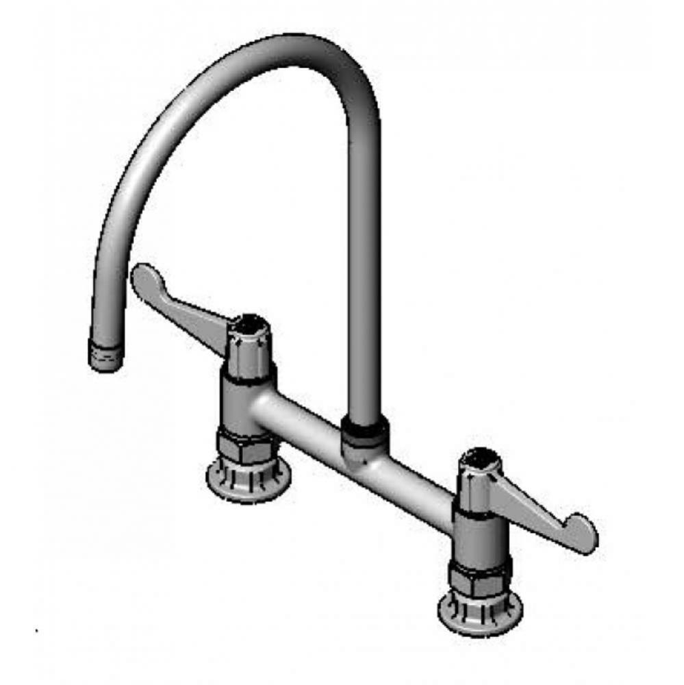 equip 8'' Deck Mount Faucet, Wrist Handles, 9'' Swivel GN & 1/2'&apos