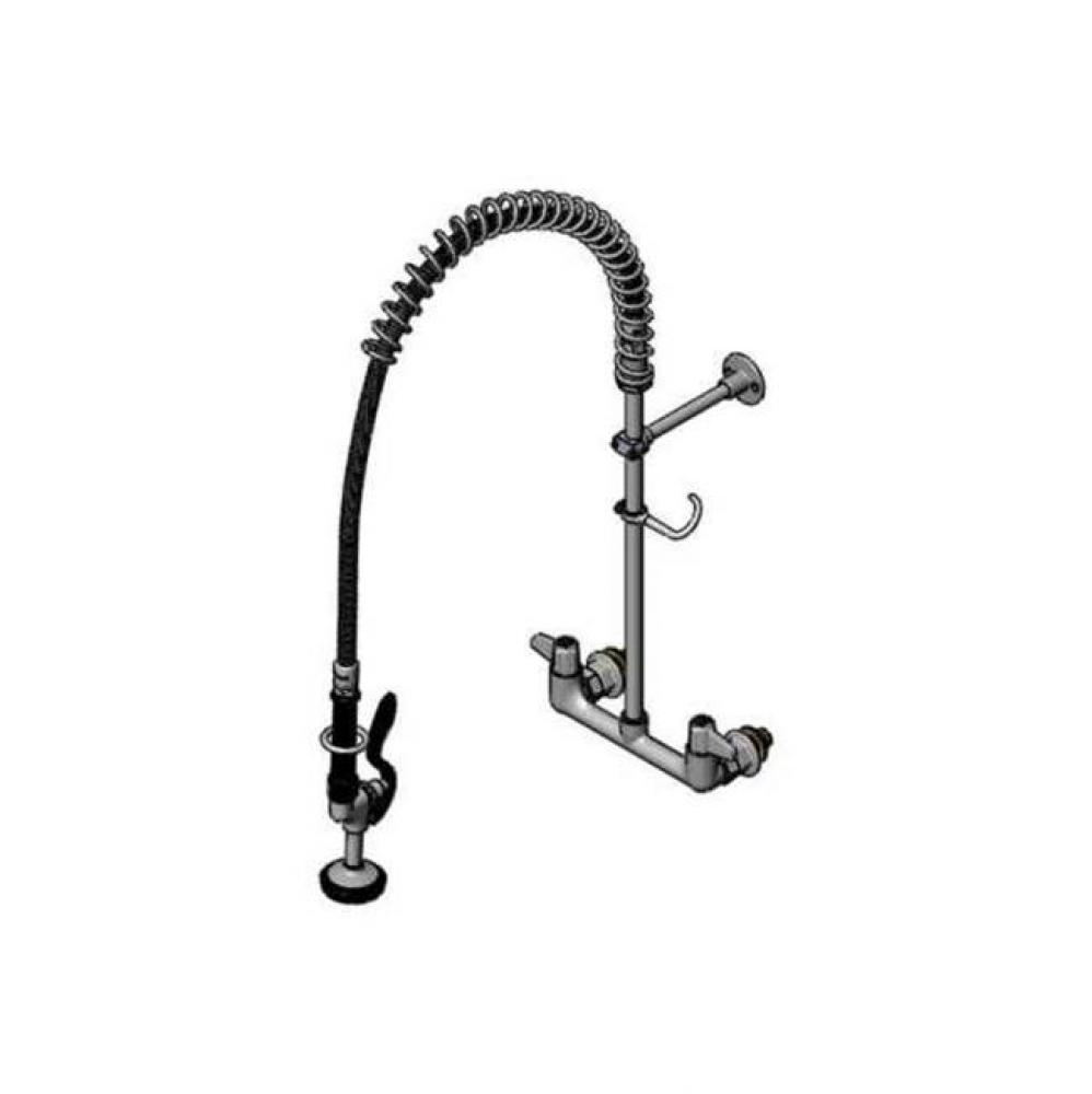 Pre-Rinse Unit, 8'' Wall Mount Mixing Faucet, QT Ceramic Cartridges, 6'' Wall