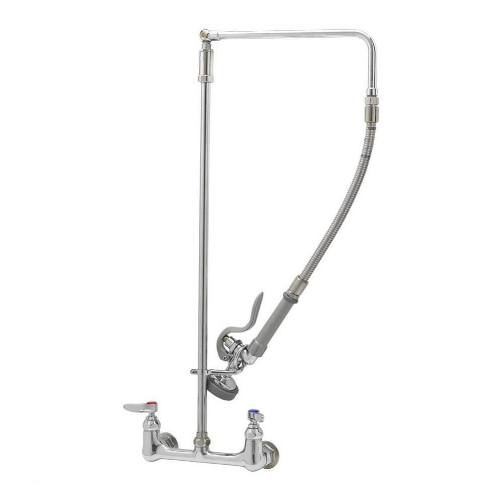 Pre-Rinse, Overhead Swivel Arm, 8'' Wall Mount Base, B-0107 Spray Valve