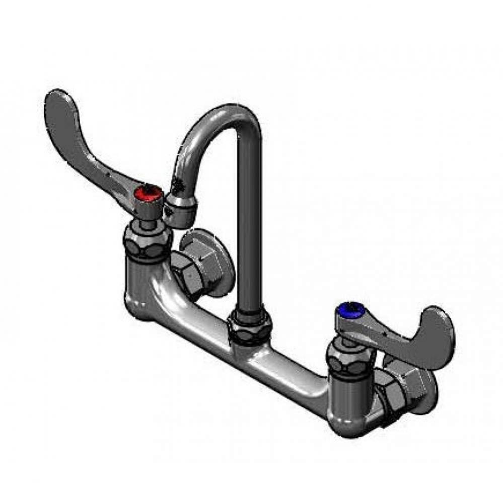 Faucet, 8'' Wall Mount, 1/2'' NPT Female Inlets, Ceramas, 4'' Wrist-